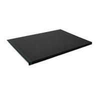Eglooh - Urania Deluxe - Protector Mesa Escritorio en Cuero Negro cm 70x50 - Antideslizante, Estructura Interna en Acero con Perfil Frontal en Forma de L, Costuras Azul - Made in Italy