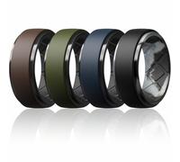 Egnaro Anillos de boda de silicona para hombre, 10,5 mm de ancho y 2,8 mm de grosor, bandas de goma flexibles, ajuste cómodo para gimnasio, trabajo, viajes, al aire libre, diseño de ranura interior