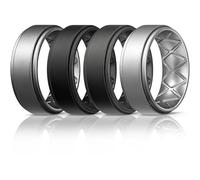 Egnaro Anillos de silicona para hombres 1/4/6 Multipack de anillos de boda de goma de silicona transpirables para hombre, borde de paso