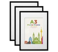 Egofine Lot de 3 marcos de fotos A3 de madera A3 con passe-partout de vidrio acrílico, para fotos DIN A4, marco de certificados para montaje en pared, 29,7 x 42 cm Marco para retrato, hogar, oficina
