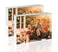 Egofine Portarretratos acrílicos de 4 x 6, paquete de 2 unidades, 20 mm de grosor, sin marco, marcos de fotos magnéticos de doble cara, pantalla de escritorio independiente