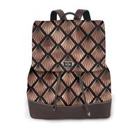 EgoMed Abanicos Art Déco en oro rosa sobre negro,Mochila para mujer, impermeable, ligera, de piel sintética, moderna, para viajes.