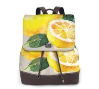 EgoMed Acuarela Fruta de verano Limones Hojas slich,Mochila para mujer, impermeable, ligera, de piel sintética, moderna, para viajes.