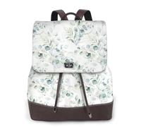 EgoMed Acuarela verde floral hoja eucalipto hojas redondas suculenta,Mochila para mujer, impermeable, ligera, de piel sintética, moderna, para viajes.