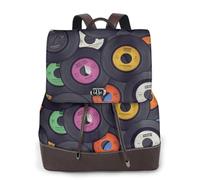 EgoMed Álbum de música de discos de vinilo,Mochila para mujer, impermeable, ligera, de piel sintética, moderna, para viajes.