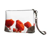 EgoMed Amapolas Rojas,Bolso de Mano de Piel sintética con Cremallera para Mujer, Cartera con Correa para la muñeca