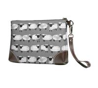 EgoMed Animales de Granja de género Neutro Gris para niños de ovejas,Bolso de Mano de Piel sintética con Cremallera para Mujer, Cartera con Correa para la muñeca