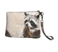 EgoMed Animales Inteligentes Mapache Naturaleza,Bolso de Mano de Piel sintética con Cremallera para Mujer, Cartera con Correa para la muñeca