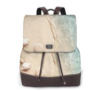 EgoMed Arena de mar con estrellas de mar,Mochila para mujer, impermeable, ligera, de piel sintética, moderna, para viajes.