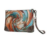 EgoMed Arte Abstracto Azul óxido,Bolso de Mano de Piel sintética con Cremallera para Mujer, Cartera con Correa para la muñeca