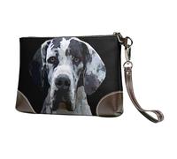EgoMed Arte del Perro Gran danés,Bolso de Mano de Piel sintética con Cremallera para Mujer, Cartera con Correa para la muñeca