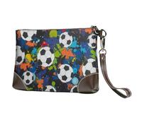 EgoMed Balón Deportivo de fútbol atlético,Bolso de Mano de Piel sintética con Cremallera para Mujer, Cartera con Correa para la muñeca
