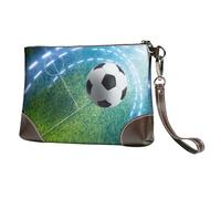 EgoMed Balón Deportivo de fútbol Impreso,Bolso de Mano de Piel sintética con Cremallera para Mujer, Cartera con Correa para la muñeca