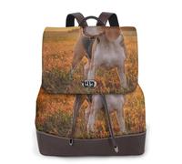 EgoMed Beagle Césped Perros en un paseo Mascotas Perros Atardecer,Mochila para mujer, impermeable, ligera, de piel sintética, moderna, para viajes.