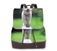 EgoMed Bichón Frisé Bokeh Mascotas Perros Parque Perros Blancos,Mochila para mujer, impermeable, ligera, de piel sintética, moderna, para viajes.