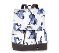 EgoMed Blues Saxofón Piano Violonchelo Bajo,Mochila para mujer, impermeable, ligera, de piel sintética, moderna, para viajes.