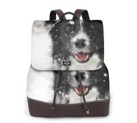 EgoMed Border Collie Perro de Nieve,Mochila para mujer, impermeable, ligera, de piel sintética, moderna, para viajes.