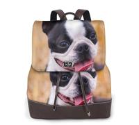 EgoMed Boston Terrier Bokeh Perros Mascotas Boston Terrier,Mochila para mujer, impermeable, ligera, de piel sintética, moderna, para viajes.