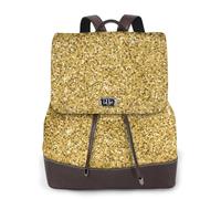 EgoMed Brillo dorado sin costuras,Mochila para mujer, impermeable, ligera, de piel sintética, moderna, para viajes.