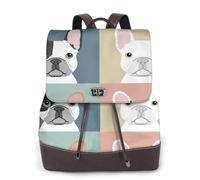EgoMed Bulldog francés impreso,Mochila para mujer, impermeable, ligera, de piel sintética, moderna, para viajes.