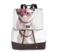 EgoMed Bulldog francés, perro curioso y feliz,Mochila para mujer, impermeable, ligera, de piel sintética, moderna, para viajes.