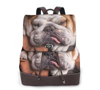 EgoMed Bulldogs ingleses Bozal Mascotas Perros durmiendo,Mochila para mujer, impermeable, ligera, de piel sintética, moderna, para viajes.