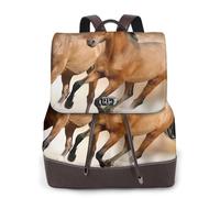 EgoMed Caballo corriendo animal salvaje,Mochila para mujer, impermeable, ligera, de piel sintética, moderna, para viajes.