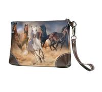 EgoMed Caballo Salvaje Corriendo contra una tormenta de Arena,Bolso de Mano de Piel sintética con Cremallera para Mujer, Cartera con Correa para la muñeca