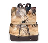 EgoMed Caballo salvaje corriendo contra una tormenta de arena,Mochila para mujer, impermeable, ligera, de piel sintética, moderna, para viajes.