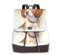 EgoMed Cabeza de beagle en acuarela,Mochila para mujer, impermeable, ligera, de piel sintética, moderna, para viajes.