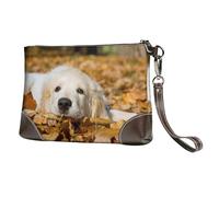 EgoMed Cachorro de Perro Perezoso Impreso,Bolso de Mano de Piel sintética con Cremallera para Mujer, Cartera con Correa para la muñeca