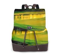 EgoMed Campo de golf impreso,Mochila para mujer, impermeable, ligera, de piel sintética, moderna, para viajes.