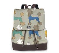 EgoMed Caniche colorido de dibujos animados divertidos,Mochila para mujer, impermeable, ligera, de piel sintética, moderna, para viajes.