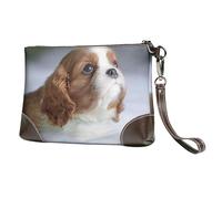 EgoMed Cara de Cavalier King Charles Spaniel,Bolso de Mano de Piel sintética con Cremallera para Mujer, Cartera con Correa para la muñeca