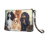 EgoMed Cavalier King Charles Spaniel Dorado Negro,Bolso de Mano de Piel sintética con Cremallera para Mujer, Cartera con Correa para la muñeca