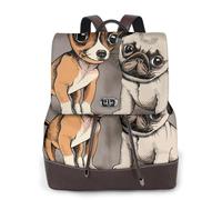 EgoMed Chihuahua Bulldog Lindo Perro Pug Mascota Animal Amigos Cachorro Beige,Mochila para mujer, impermeable, ligera, de piel sintética, moderna, para viajes.