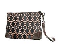EgoMed Cobre y Diamantes Geo Negros,Bolso de Mano de Piel sintética con Cremallera para Mujer, Cartera con Correa para la muñeca