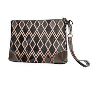EgoMed Cobre y Diamantes Geo Negros,Bolso de Mano de Piel sintética con Cremallera para Mujer, Cartera con Correa para la muñeca