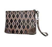 EgoMed Cobre y Diamantes Geo Negros,Bolso de Mano de Piel sintética con Cremallera para Mujer, Cartera con Correa para la muñeca