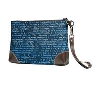 EgoMed Codificación Genial,Bolso de Mano de Piel sintética con Cremallera para Mujer, Cartera con Correa para la muñeca