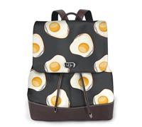 EgoMed Comida Huevos Fritos Oscuros,Mochila para mujer, impermeable, ligera, de piel sintética, moderna, para viajes.
