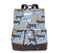 EgoMed Conjunto de toros y vacas, animales de granja, ganado, mamíferos,Mochila para mujer, impermeable, ligera, de piel sintética, moderna, para viajes.