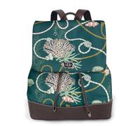 EgoMed Corales dorados,Mochila para mujer, impermeable, ligera, de piel sintética, moderna, para viajes.
