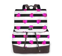 EgoMed Corazón rosa sobre línea negra,Mochila para mujer, impermeable, ligera, de piel sintética, moderna, para viajes.