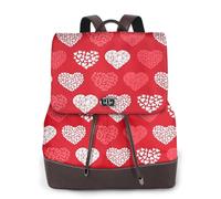 EgoMed Corazones rojos y blancos y amor,Mochila para mujer, impermeable, ligera, de piel sintética, moderna, para viajes.