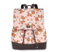 EgoMed Corgis de dibujos animados,Mochila para mujer, impermeable, ligera, de piel sintética, moderna, para viajes.