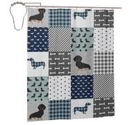 EgoMed Cortina de Ducha de 59.8 x 71.7 in, decoración de baño, Cortinas de Ducha de Tela Impermeable con Ganchos, Silueta de Raza de Perro Salchicha, Color Negro y Tostado