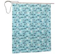 EgoMed Cortina de Ducha de 60x72 Pulgadas,Cortinas de Ducha de Tela Impermeables para decoración de baño con Ganchos,Animales de la Vida Marina, Foca, Ballena, tiburón, pingüino y