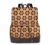 EgoMed Cuadrícula tejida de mimbre impresa,Mochila para mujer, impermeable, ligera, de piel sintética, moderna, para viajes.