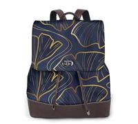 EgoMed Degradado lineal dorado con hojas de ginkgo biloba,Mochila para mujer, impermeable, ligera, de piel sintética, moderna, para viajes.
